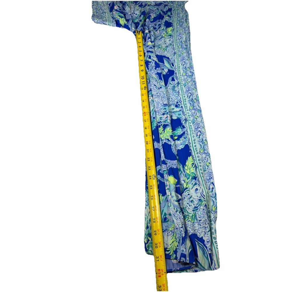 Lilly Pulitzer Pim‎ Jumpsuit Strapless Wide Leg Sea Sirens Print Blue Sz M Beach - Picture 3 of 7